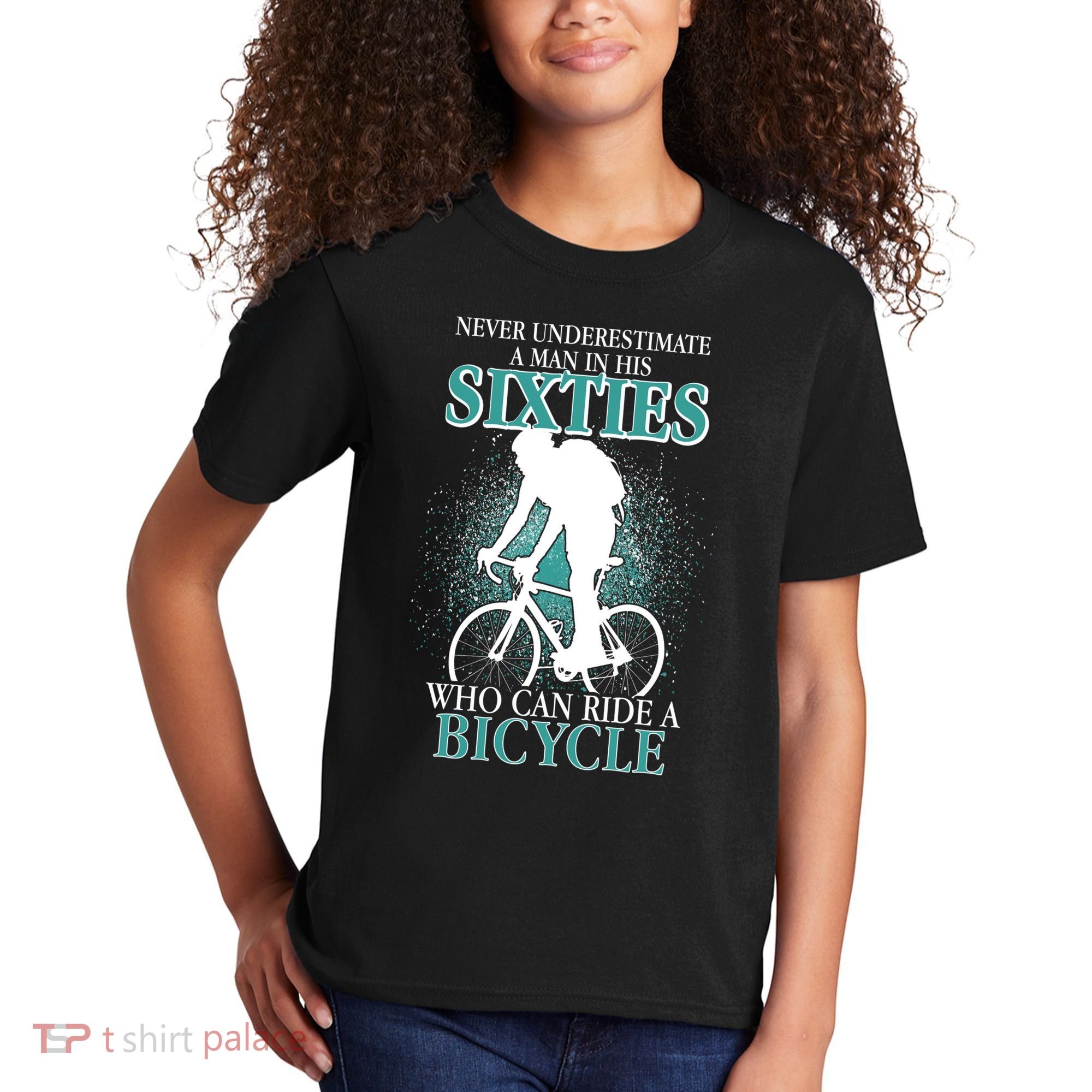 Never Underestimate A Man In His Sixties Who Can Ride A Bicycle Kids T-Shirt
