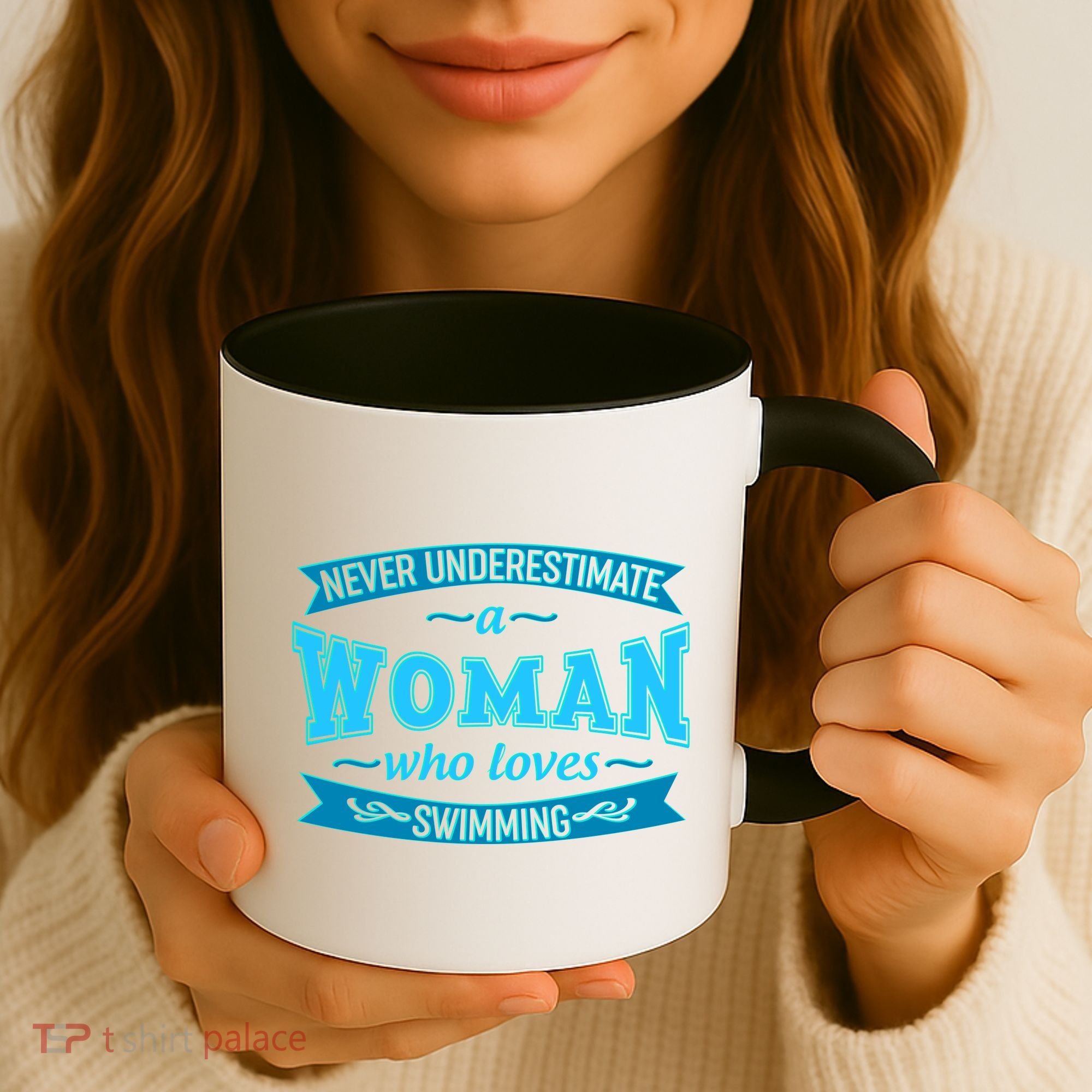 Never Underestimate A Woman Who Loves Swimming Coffee Mug