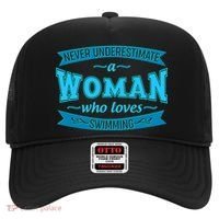 Never Underestimate A Woman Who Loves Swimming Hat thumb 0