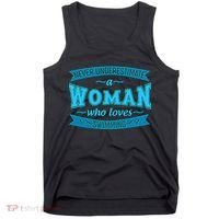 Never Underestimate A Woman Who Loves Swimming Tank Top thumb 0