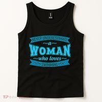 Never Underestimate A Woman Who Loves Swimming Tank Top thumb 2