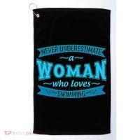 Never Underestimate A Woman Who Loves Swimming Golf Towel thumb 0