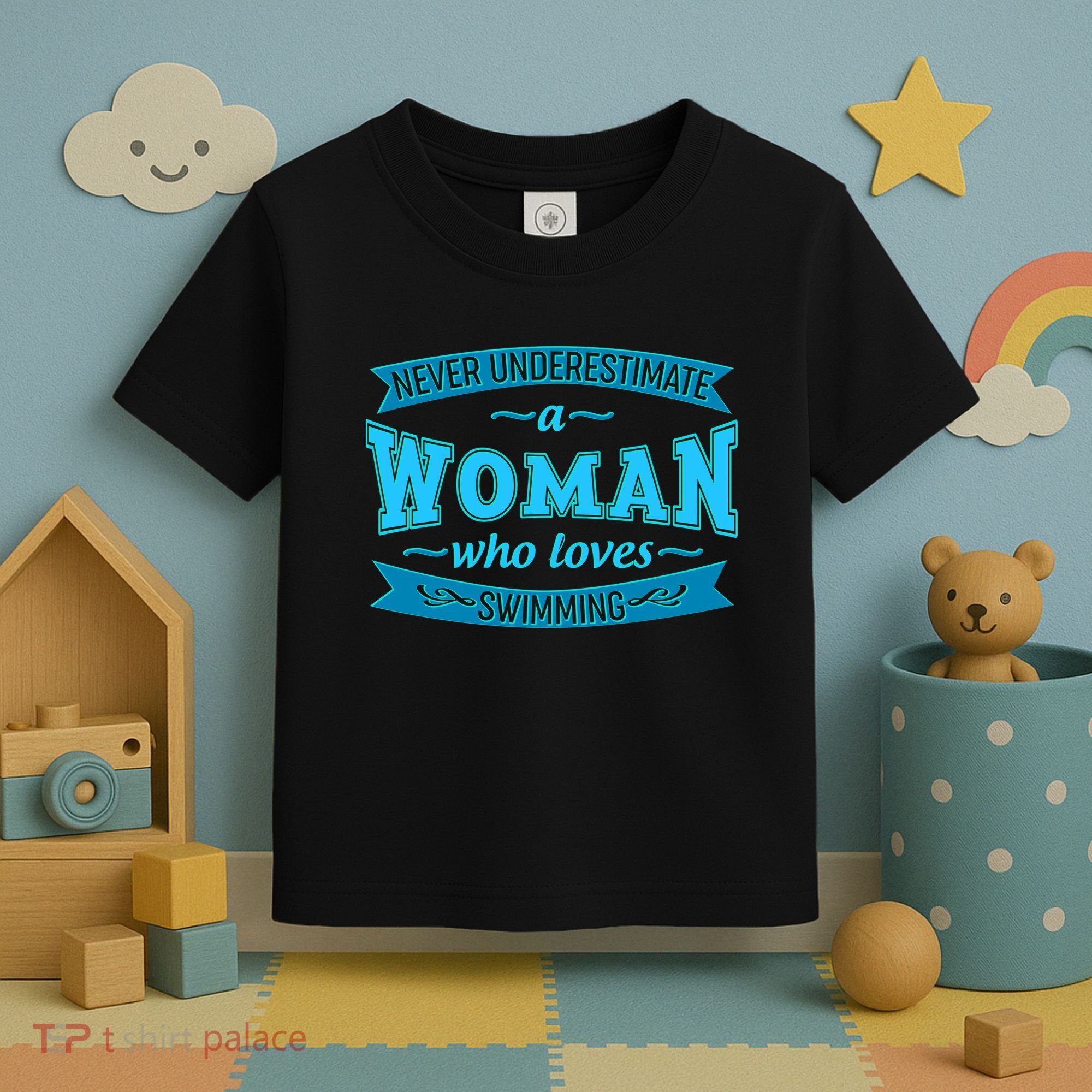Never Underestimate A Woman Who Loves Swimming Toddler T-Shirt