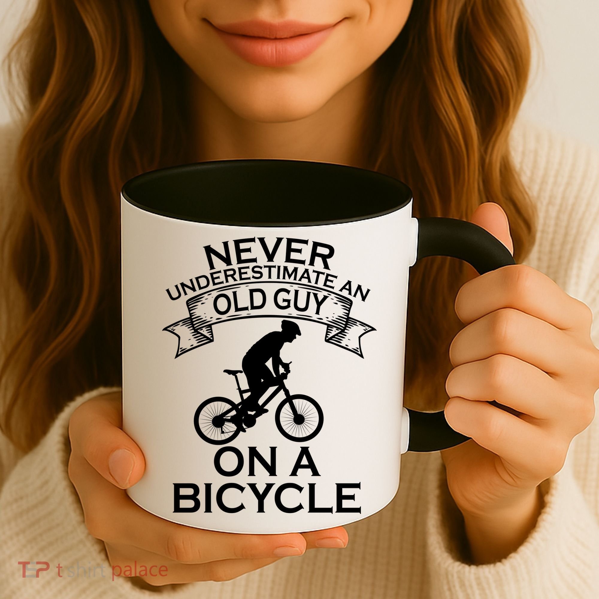 Never Underestimate An Old Guy On A Bike Coffee Mug