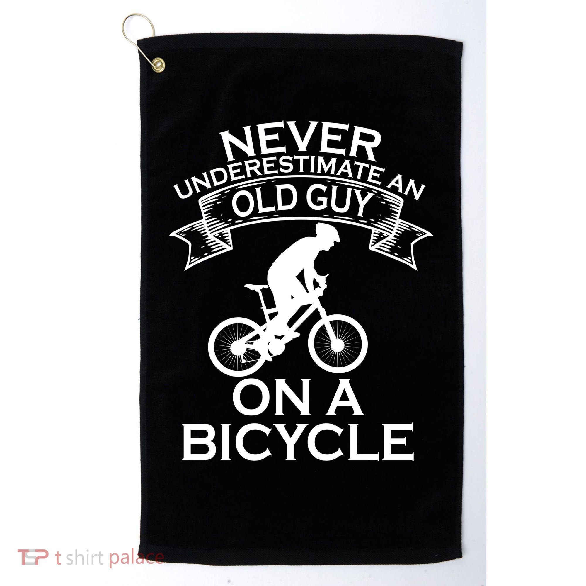 Never Underestimate An Old Guy On A Bike Golf Towel