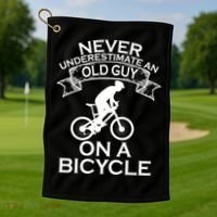 Never Underestimate An Old Guy On A Bike Golf Towel thumb 1