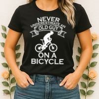 Never Underestimate An Old Guy On A Bike Women's T-Shirt thumb 2