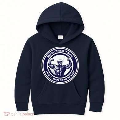 Never Underestimate An Old Man Born In April Kids Hoodie