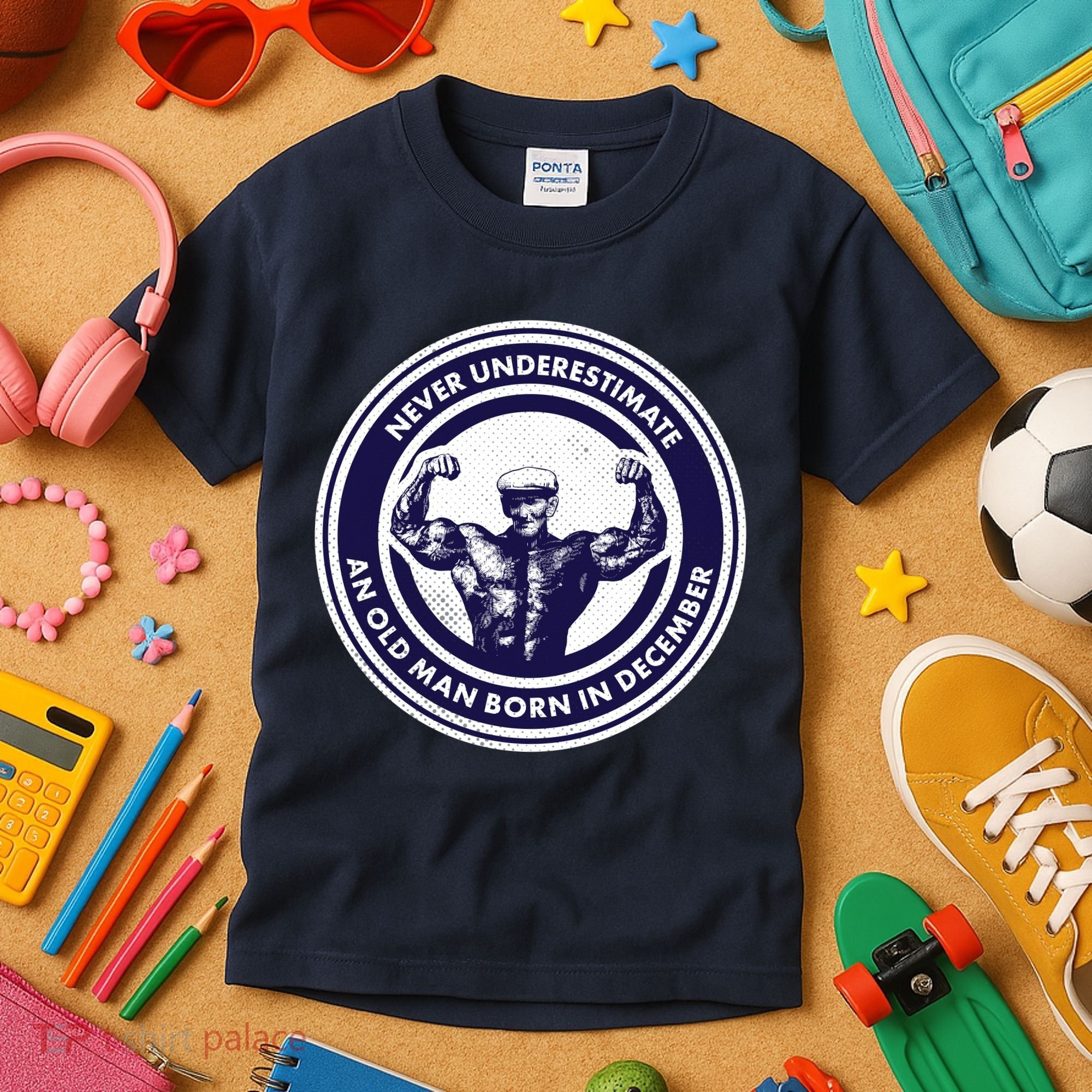 Never Underestimate An Old Man Born In December Kids T-Shirt