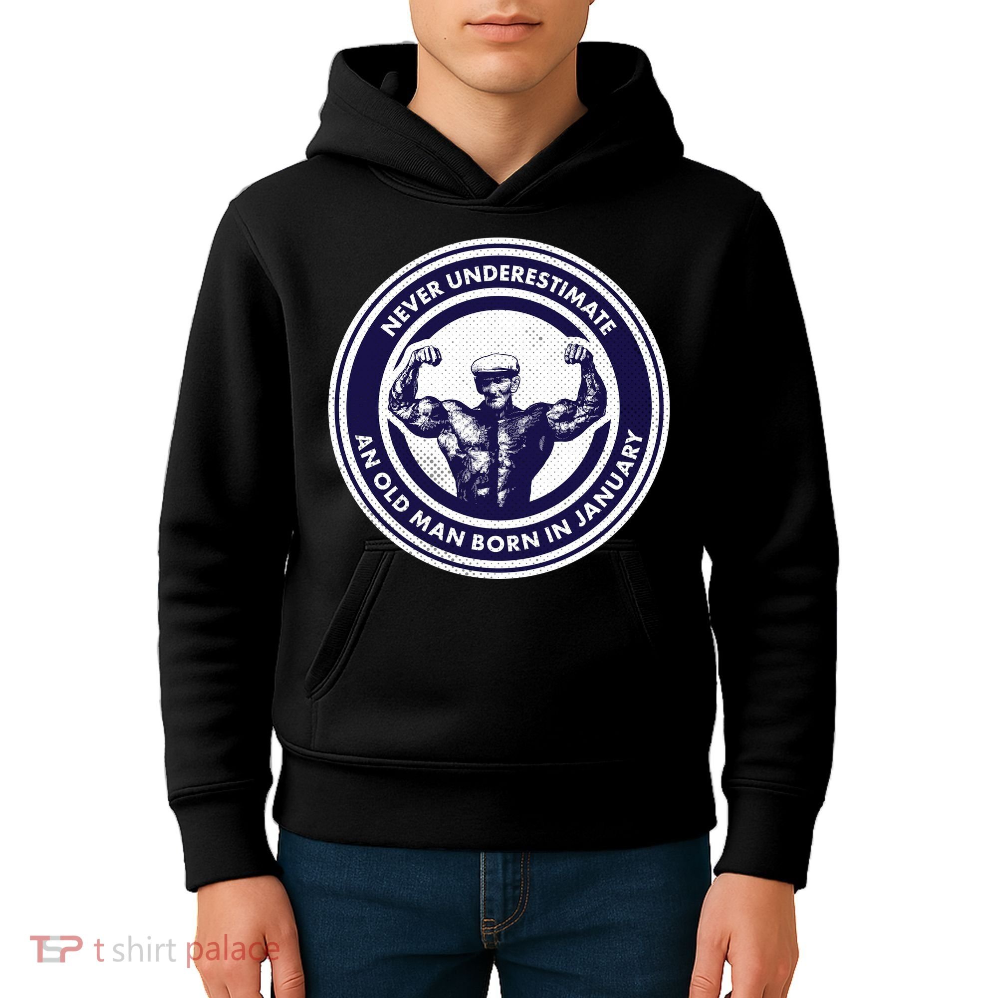 Never Underestimate An Old Man Born In January Kids Hoodie