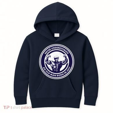 Never Underestimate An Old Man Born In July Kids Hoodie