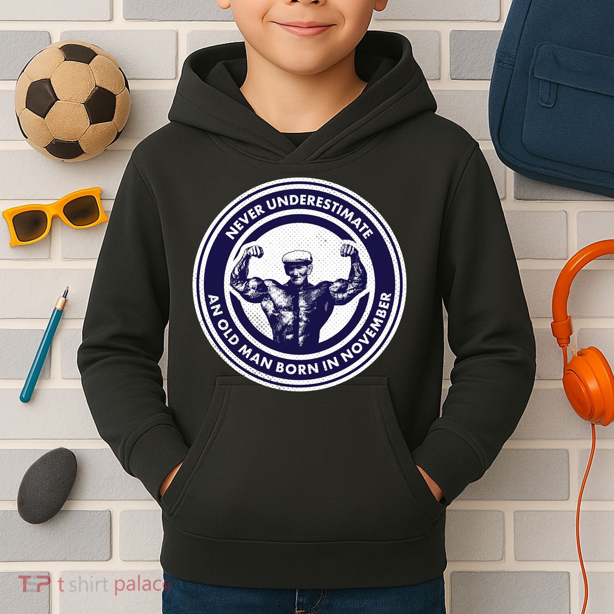 Never Underestimate An Old Man Born In November  Kids Hoodie