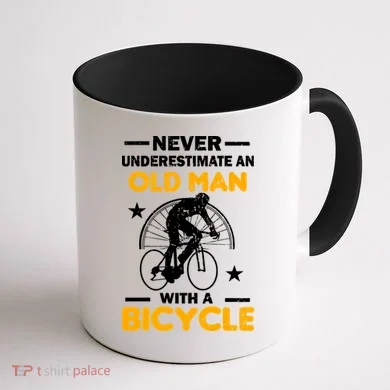 Never Underestimate An Old Man With A Bicycle Coffee Mug back