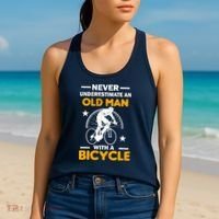 Never Underestimate An Old Man With A Bicycle Women's Tank Top thumb 2