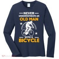 Never Underestimate An Old Man With A Bicycle Women's Long Sleeve Shirt thumb 0