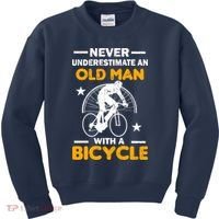 Never Underestimate An Old Man With A Bicycle Kids Sweatshirt thumb 0
