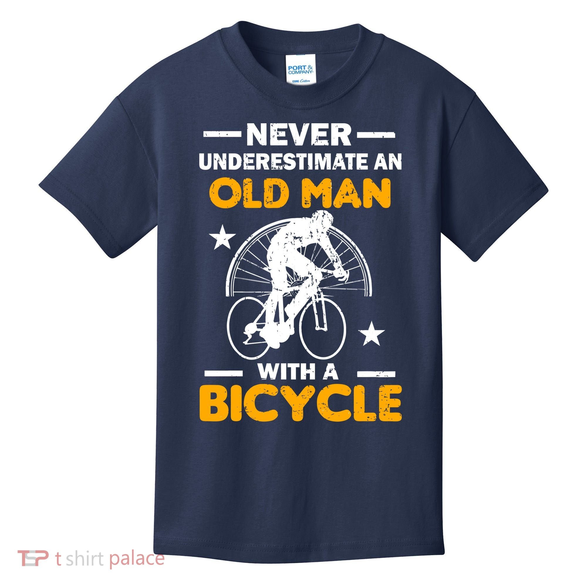 Never Underestimate An Old Man With A Bicycle Kids T-Shirt