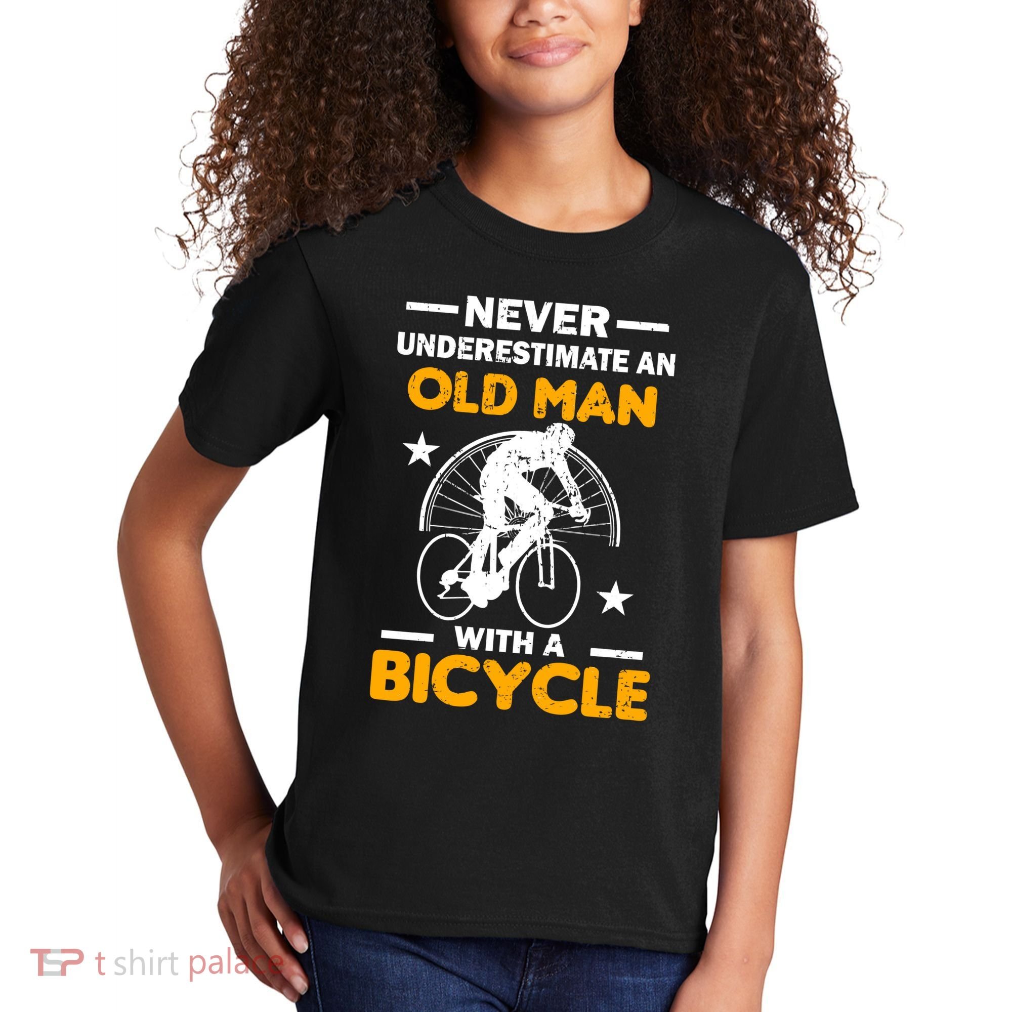 Never Underestimate An Old Man With A Bicycle Kids T-Shirt