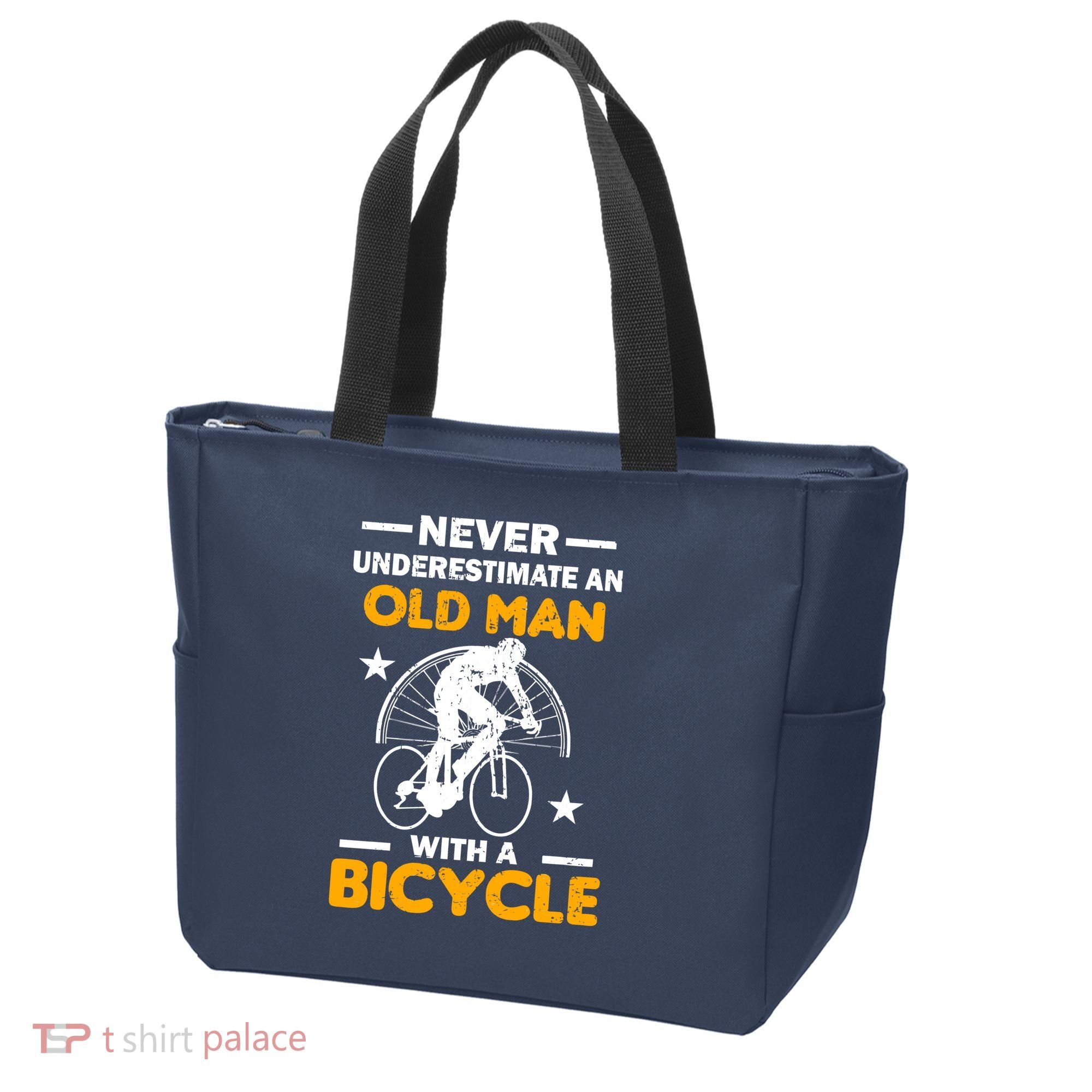 Never Underestimate An Old Man With A Bicycle Tote Bag