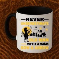 Never Underestimate An Old Man With A Bow & Arrow Coffee Mug thumb 2