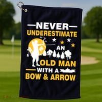 Never Underestimate An Old Man With A Bow & Arrow Golf Towel thumb 1