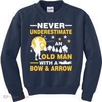Never Underestimate An Old Man With A Bow & Arrow Kids Sweatshirt thumb 0