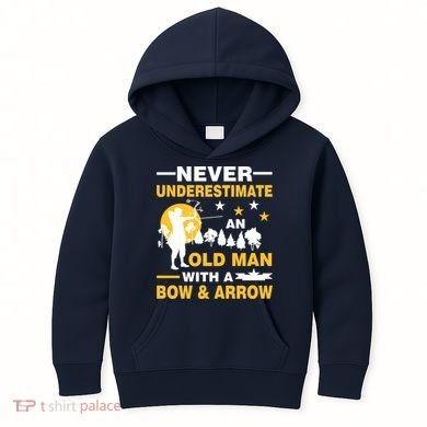Never Underestimate An Old Man With A Bow & Arrow Kids Hoodie