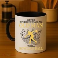 Never Underestimate An Old Man With A Bowling Ball Coffee Mug thumb 4