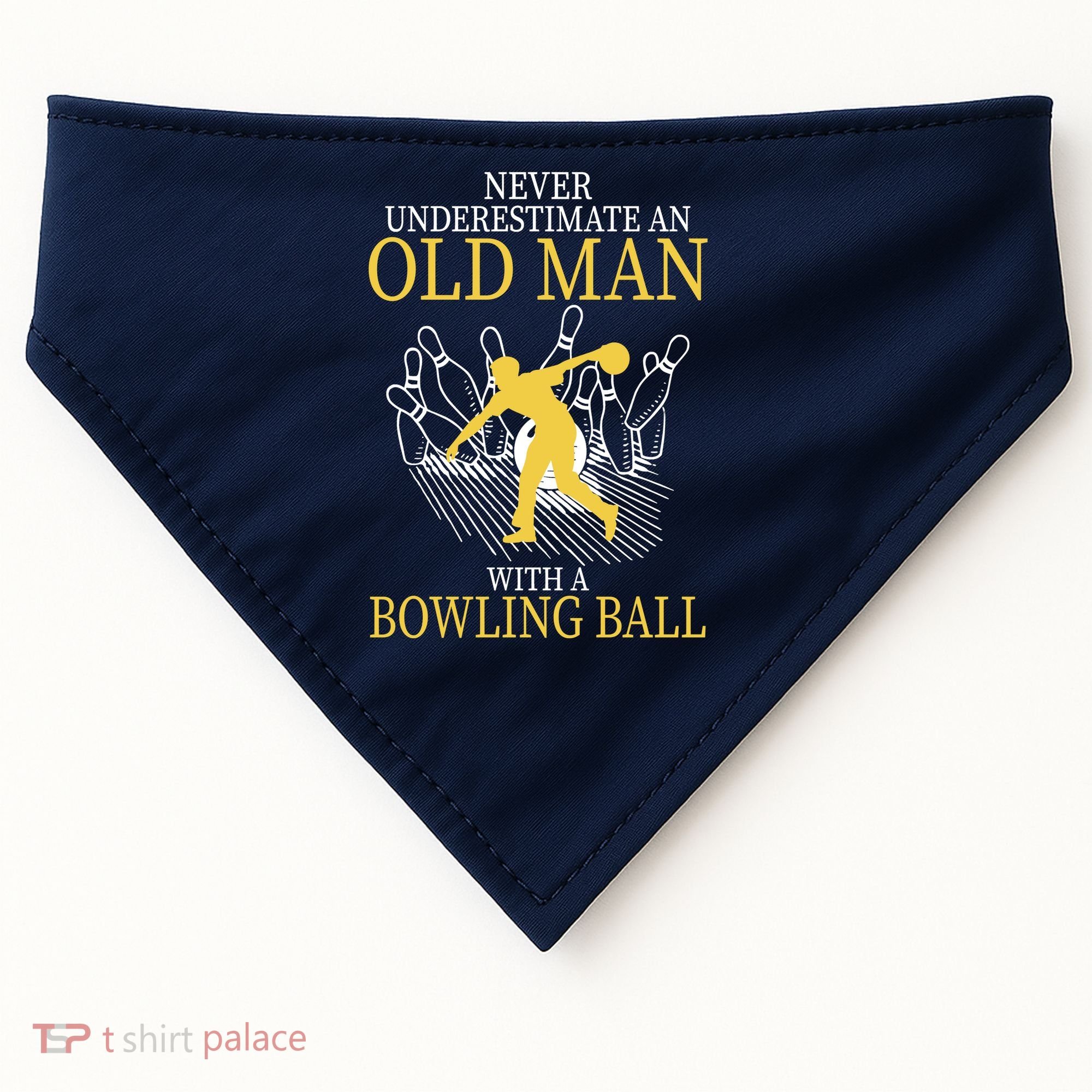 Never Underestimate An Old Man With A Bowling Ball USA-Made Doggie Bandana