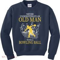 Never Underestimate An Old Man With A Bowling Ball Kids Sweatshirt thumb 0