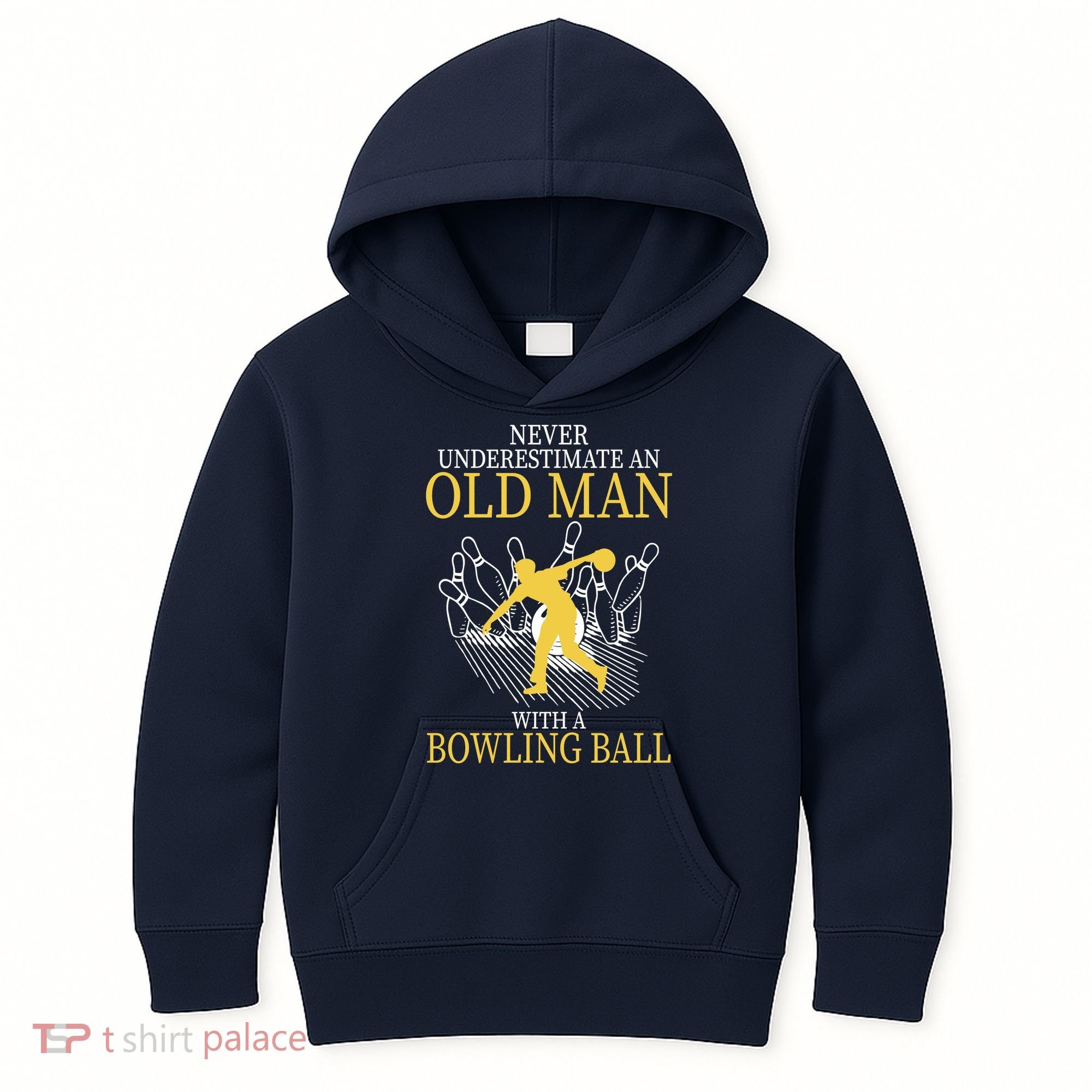 Never Underestimate An Old Man With A Bowling Ball Kids Hoodie