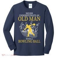 Never Underestimate An Old Man With A Bowling Ball Kids Long Sleeve Shirt thumb 0