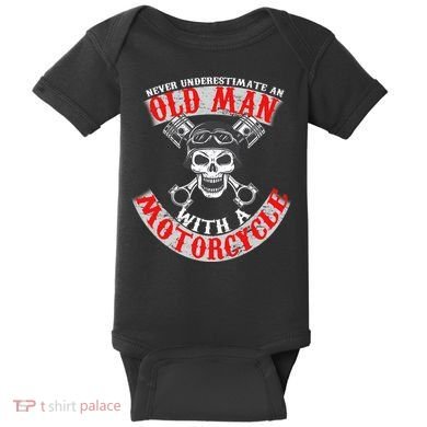 Never Underestimate An Old Man With A Motorcycle Baby Bodysuit