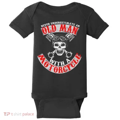 Never Underestimate An Old Man With A Motorcycle Baby Bodysuit