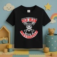 Never Underestimate An Old Man With A Motorcycle Toddler T-Shirt thumb 3