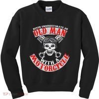 Never Underestimate An Old Man With A Motorcycle Kids Sweatshirt thumb 0
