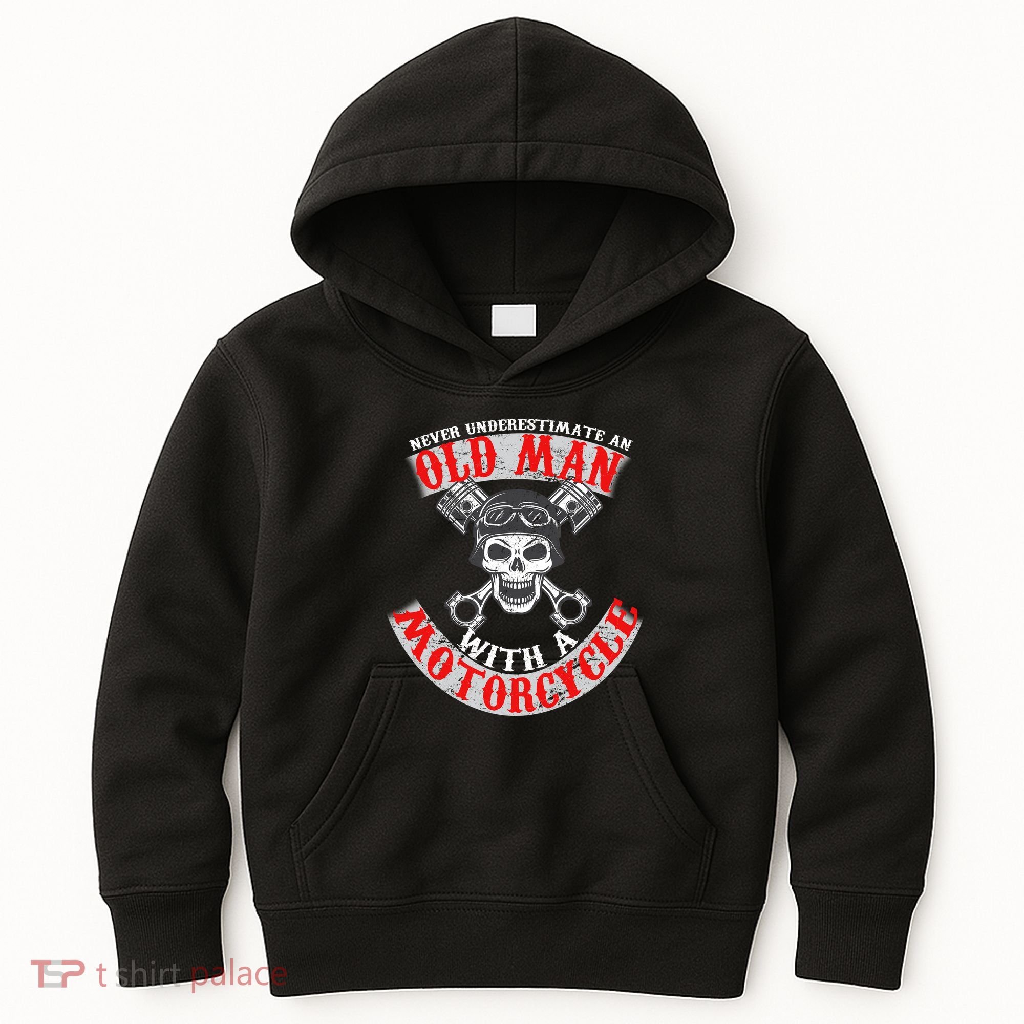 Never Underestimate An Old Man With A Motorcycle Kids Hoodie