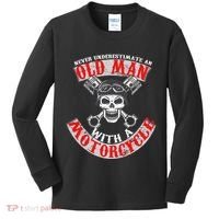 Never Underestimate An Old Man With A Motorcycle Kids Long Sleeve Shirt thumb 0
