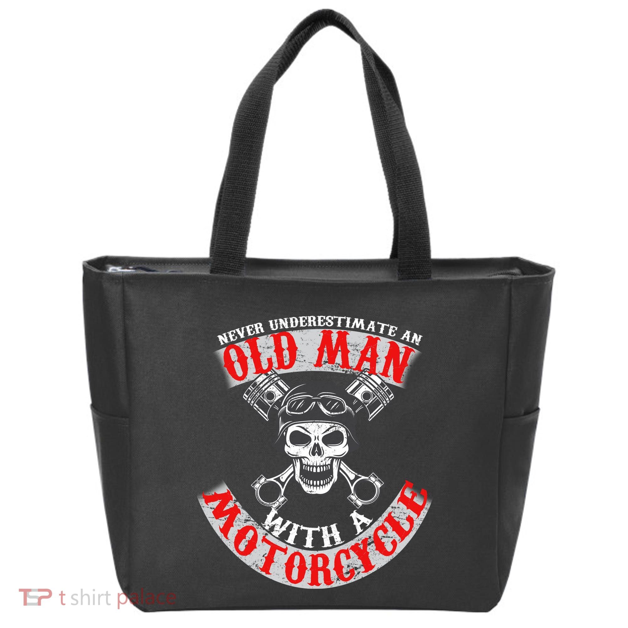 Never Underestimate An Old Man With A Motorcycle Tote Bag