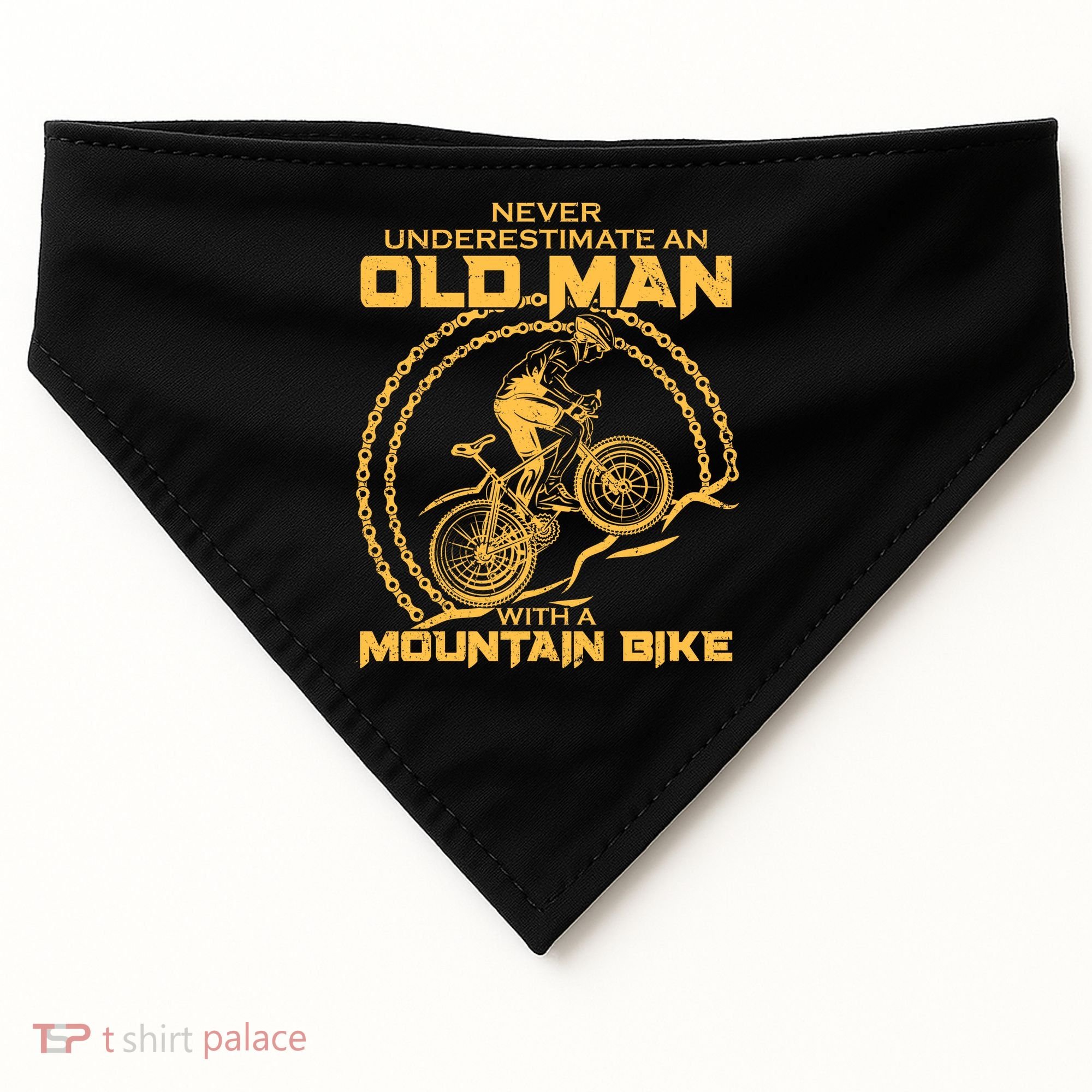Never Underestimate An Old Man With A Mountain Bike USA-Made Doggie Bandana