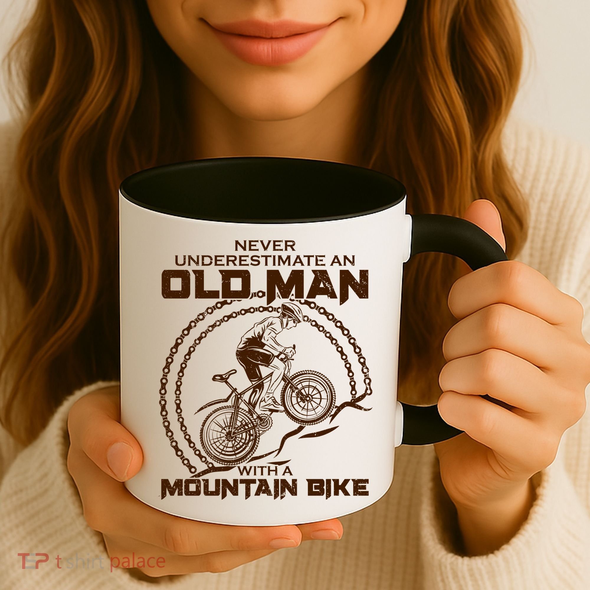 Never Underestimate An Old Man With A Mountain Bike Coffee Mug