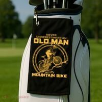 Never Underestimate An Old Man With A Mountain Bike Golf Towel thumb 2
