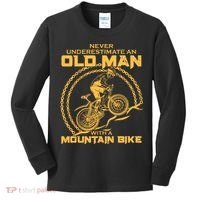 Never Underestimate An Old Man With A Mountain Bike Kids Long Sleeve Shirt thumb 0