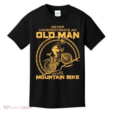 Never Underestimate An Old Man With A Mountain Bike Kids T-Shirt