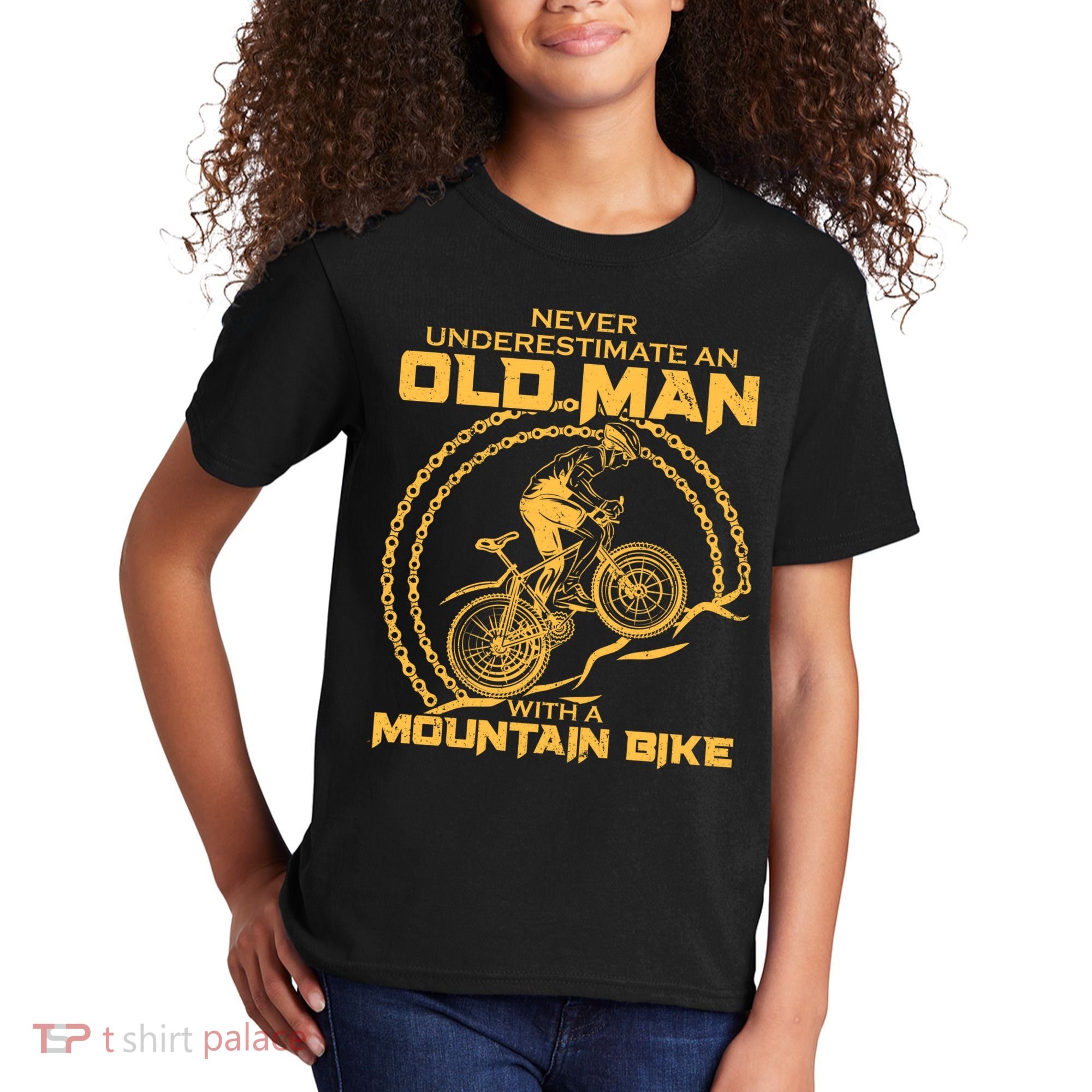 Never Underestimate An Old Man With A Mountain Bike Kids T-Shirt