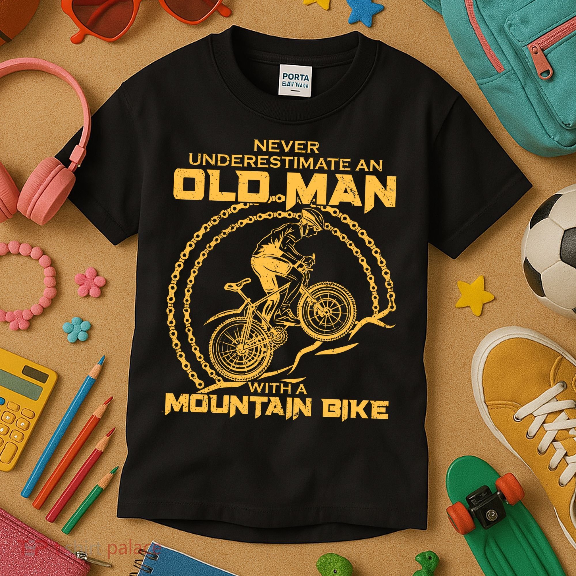 Never Underestimate An Old Man With A Mountain Bike Kids T-Shirt