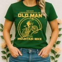 Never Underestimate An Old Man With A Mountain Bike Women's T-Shirt thumb 2