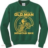 Never Underestimate An Old Man With A Mountain Bike Kids Sweatshirt thumb 0