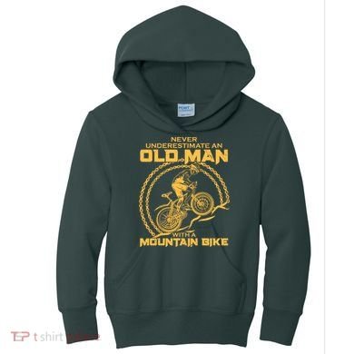 Never Underestimate An Old Man With A Mountain Bike Kids Hoodie