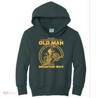 Never Underestimate An Old Man With A Mountain Bike Kids Hoodie thumb 0